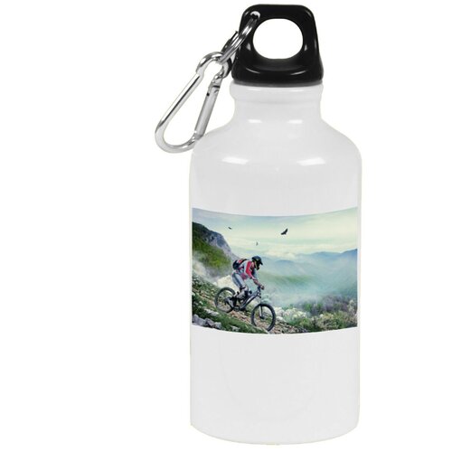Бутылка с карабином CoolPodarok Велоспорт Мужчина на горном велосипеде орлы