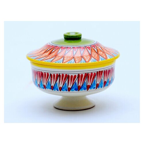 Сахарница керамическая с ручной росписью 300 мл / Узбекская посуда (модель С11РМ225)