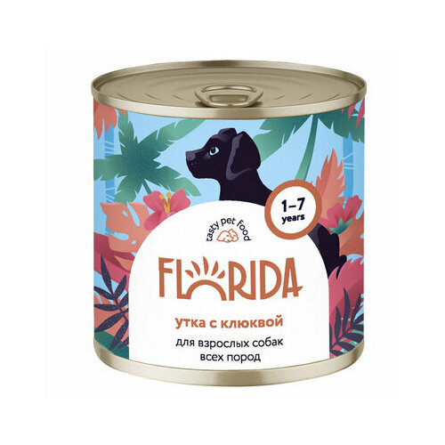 FLORIDA консервы Консервы для собак Утка с клюквой 22ел16, 0,24 кг (9 шт)