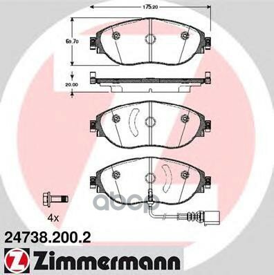 Колодки Тормозные Дисковые Zimmermann арт. 24738.200.2