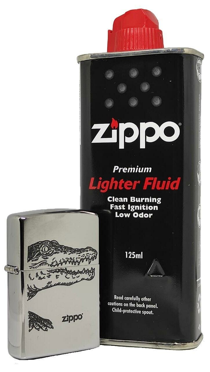 Зажигалка Zippo 200 Alligator + оригинальное топливо 125 мл - фотография № 9