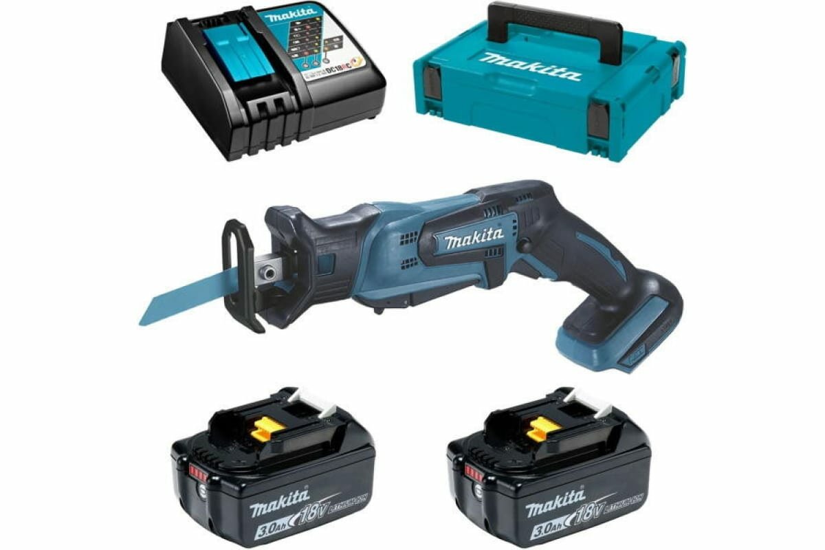 Аккумуляторная сабельная пила Makita DJR185RFE (18V, 2 x 3.0Ah, Li-Ion)