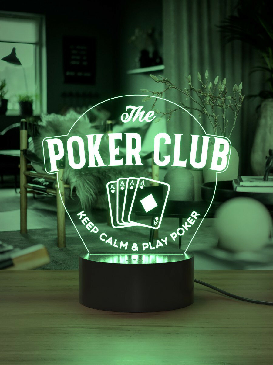 Световая надпись Poker Club / Ночник для игрока в покер казино - фотография № 4