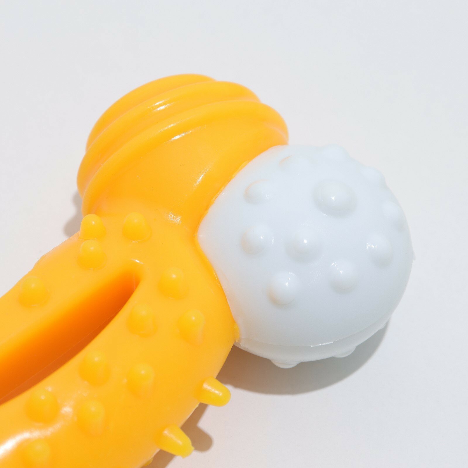 Игрушка двухслойная "Изогнутая кость", 13 см желтая - фотография № 4