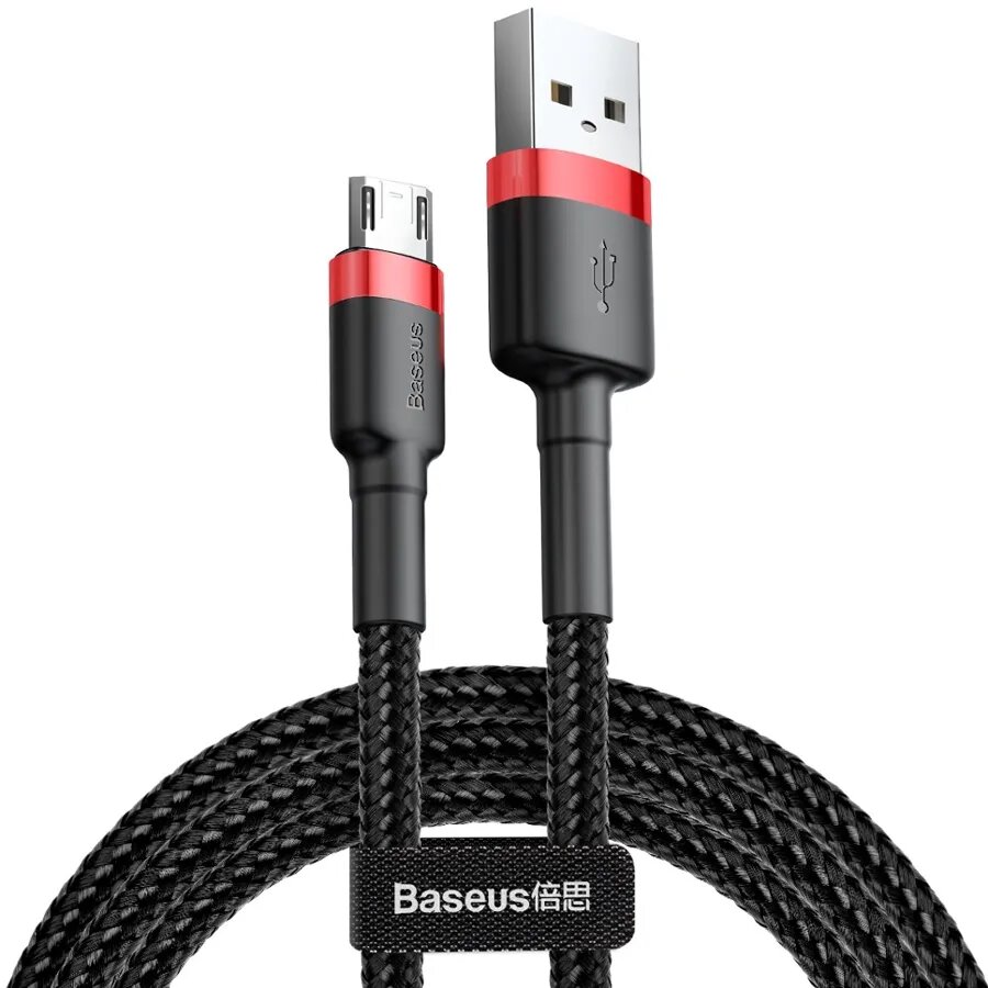 Кабель Baseus carfule USB- Micro 2.4A 1м Красный + Черный (CAMKLF-B91)