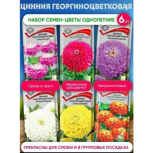Семена цветов и комнатных растений в сад и на дачу, цветы в землю однолетние, набор 6 штук