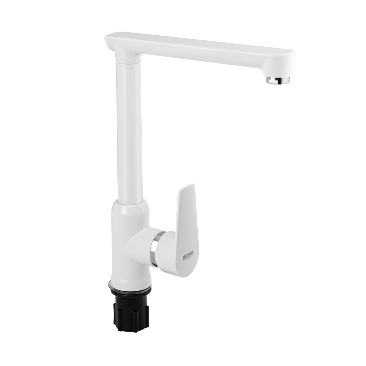 фото Смеситель на кухню, боковой Г-образный излив, шаровый из высокопрочного пластика АБС, белый BRIMIX