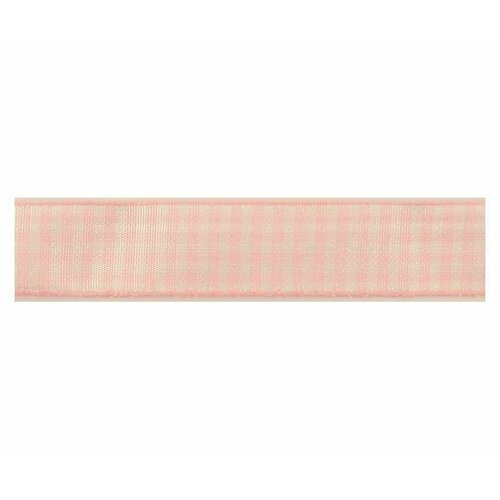 Декоративная лента с рисунком - клетка, 15 мм, 25 м, розовая, 1 упаковка