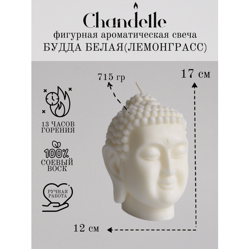 Свеча ароматическая восковая Будда белая лемонграсс