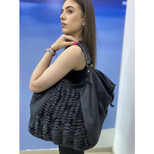 фото Сумка авоська , фактура вязаная, черный нет бренда