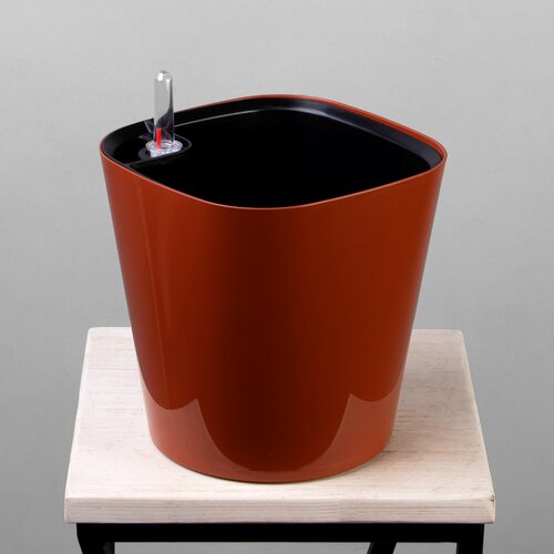 Цв. горшок с автополивом комфорт (ПИ-39-5ТХ 4,5 л, D-17, H-18, Кирпичный)