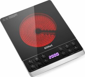 Плитка электрическая настольная КТ-139 инфракрасная, 2000 Вт, 5 автоматических программ, 20 ступеней мощности, таймер до 24 часов, черный