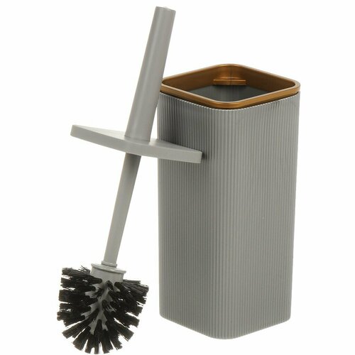 Ерш для туалета Violet, Риф, напольный, пластик, с бронзовым, 132802 серый