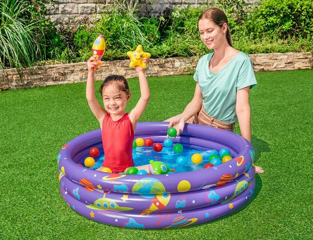 Надувной бассейн-игровой центр с мячами Межгалактический, 102x25 см, от 2 лет, BestWay