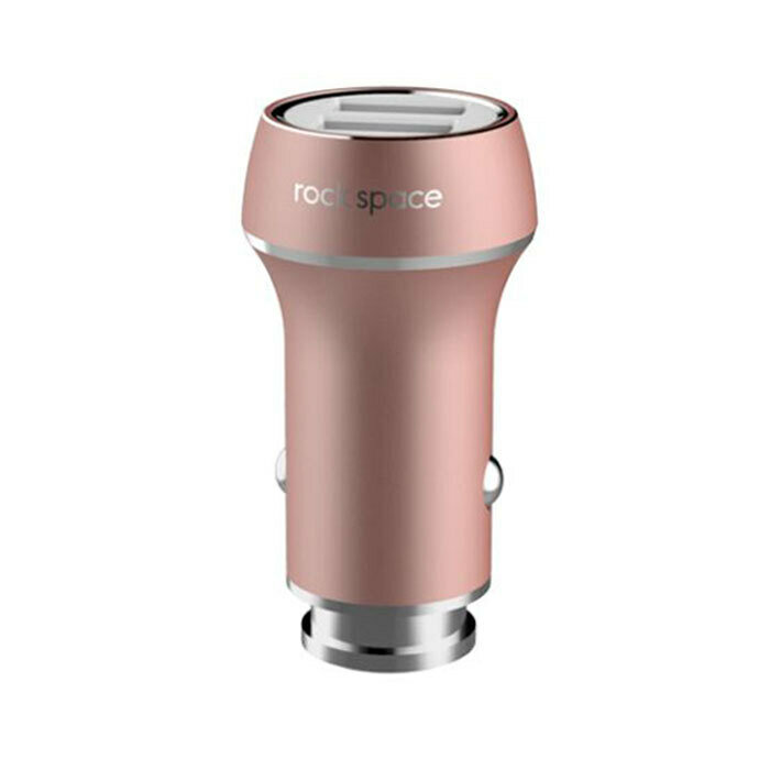 Автомобильное зарядное устройство с двумя USB выходами Rock Kotor Car Charger - цвет золотистый розовый