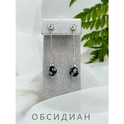 фото Серьги сафария, размер 10 мм, черный/белый