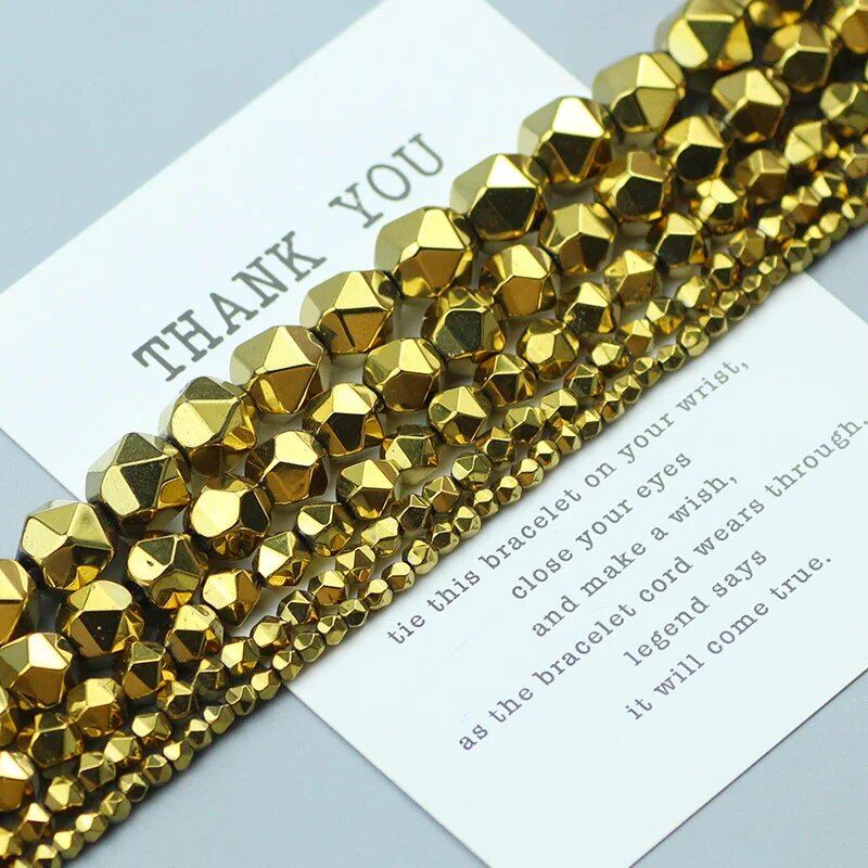 Черные гематитовые бусины wlyees 3 4 6 8 10 мм Gold Color 10mm 38pcs 1Strand