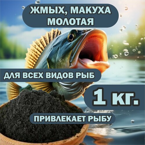 Жмых подсолнечника молотый, макуха для рыбалки 1 кг.