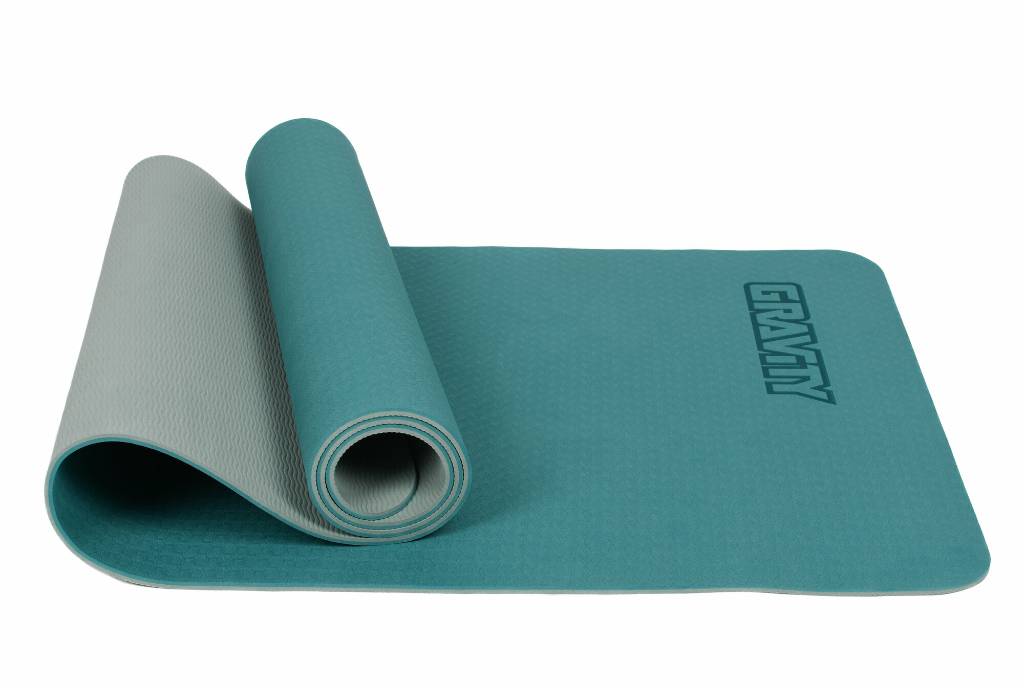 Коврик для йоги и фитнеса Gravity TPE, 6 мм, бирюзовый, с эластичным шнуром, 183 x 61 см — фото 1