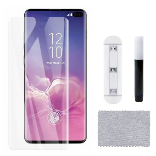 фото Защитное стекло на samsung galaxy s10 plus, ультрафиолет, прозрачное, x-case