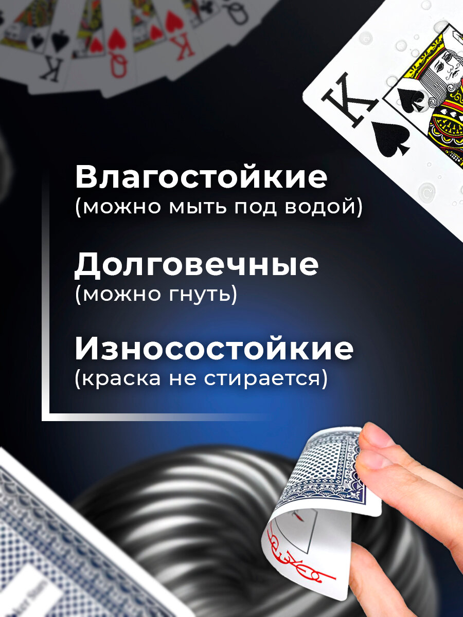 Игральные карты Poker Stars, 100% пластик, синие — фото 1