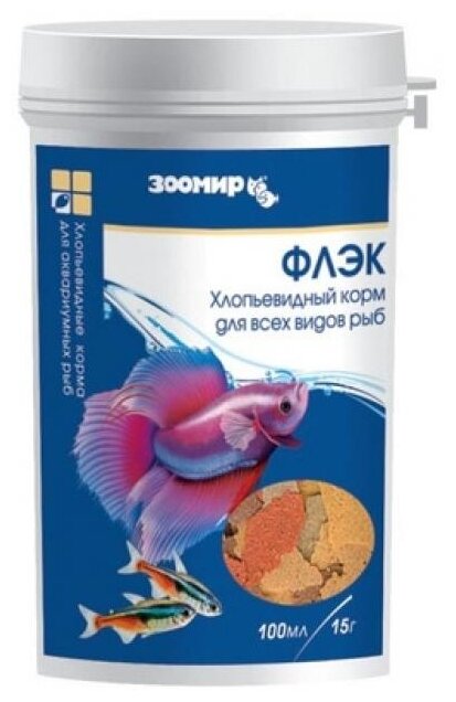 Зоомир Флэк хлопьевидный корм для всех рыб, банка 100мл 440, 0,015 кг
