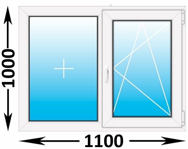 Пластиковое окно Veka WHS 60 двухстворчатое 1100x1000 (ширина Х высота) (1100Х1000)