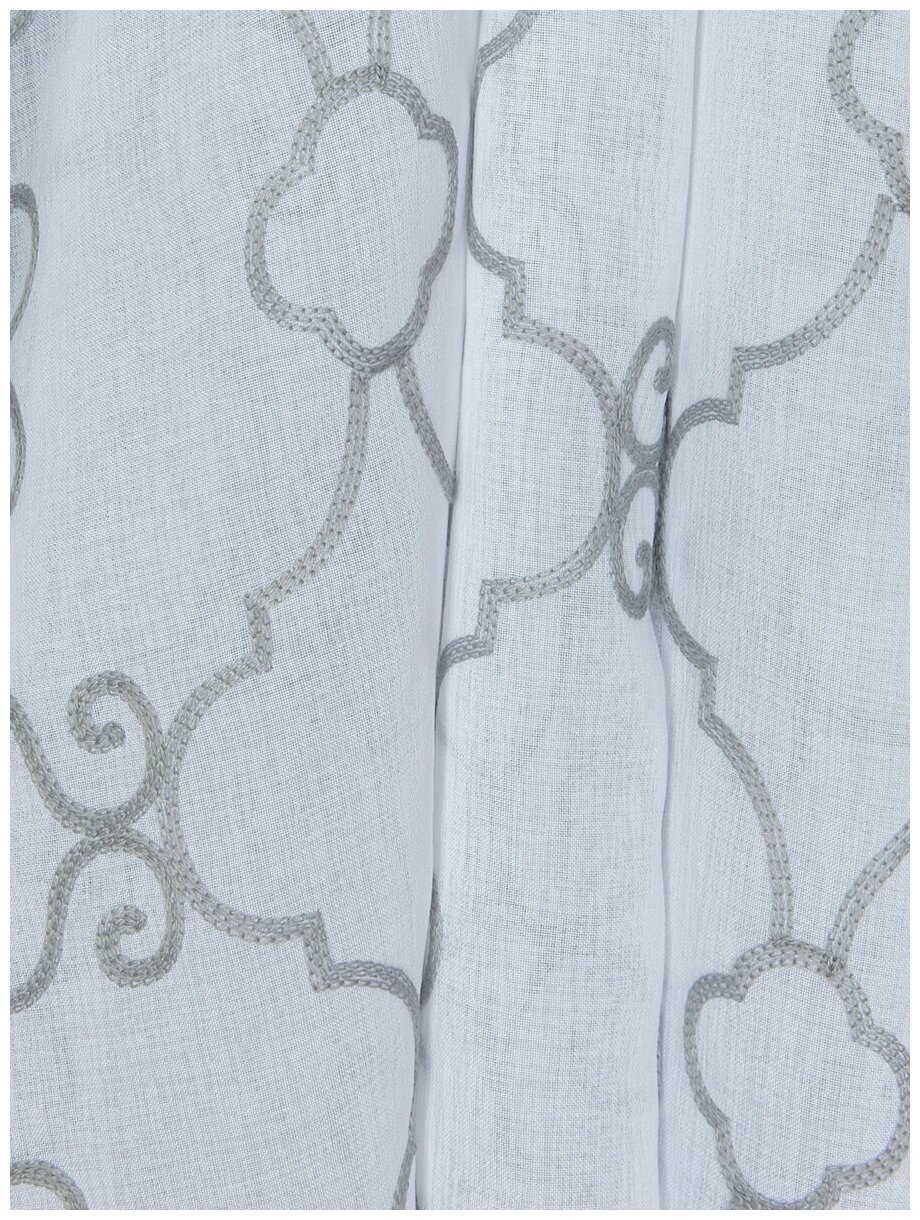 Тюль ТД Текстиль роник 300х270см серый/белый - фотография № 2