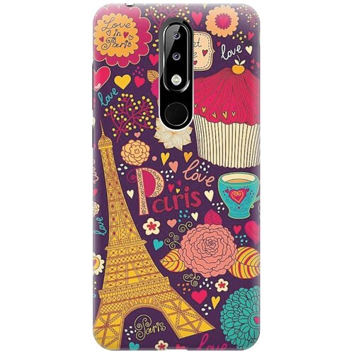 фото Re:paчехол - накладка artcolor для nokia 5.1 plus / x5 (2018) с принтом "love in paris"