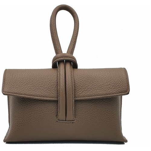 фото Клатч женский attraversiamo alessandria, натуральная кожа светло-коричневая, кожаный ремень, маленькая