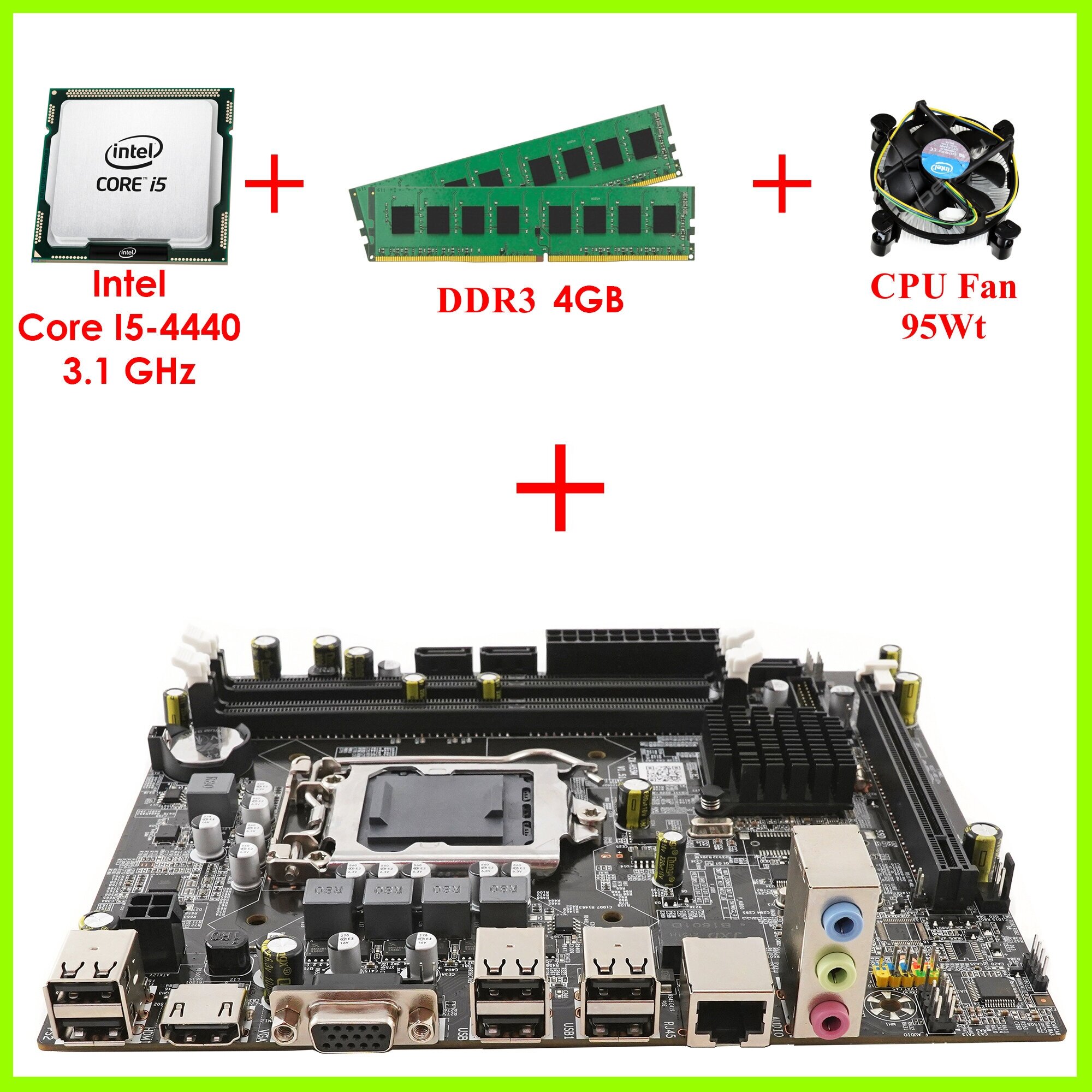 Материнская плата Комплект Мат. плата H81 1150 Сокет + Core i5-4440 3.1Ghz + Оперативная память 4GB RAM + CPU Fan