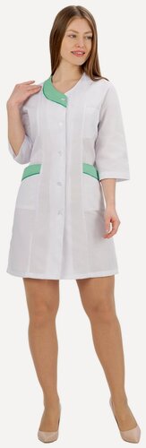 Изображение товара Халат медицинский женский тиси "Волна", цвет зеленый, размер 58
