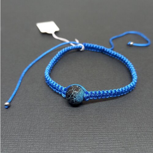 Браслет, агат, размер 16.5 см, черный, синий браслет сорренто из натурального тонированного агата синего цвета