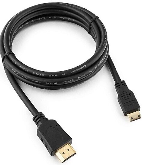 Кабель HDMI-miniHDMI Cablexpert , v1.4, 19M/19M, 1.8м, 3D, Ethernet, черный, позол. разъемы