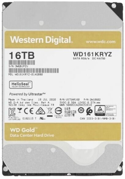 Жесткий диск Western Digital GOLD WD161KRYZ 16ТБ 3,5" 7200RPM 512MB (SATA-III)