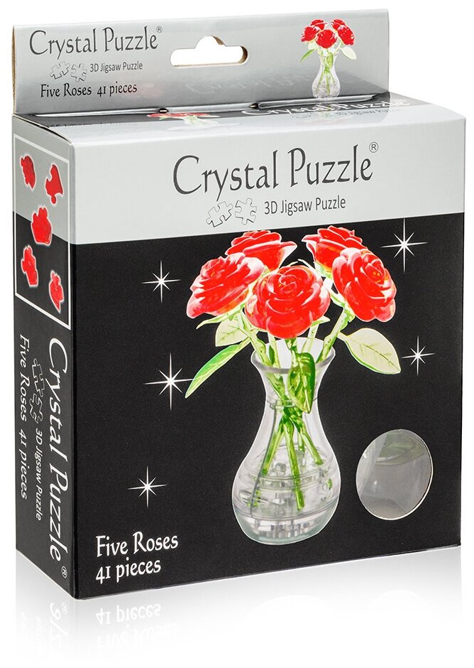 Головоломка 3D Crystal Puzzle Букет в вазе цвет: красный - фото №10
