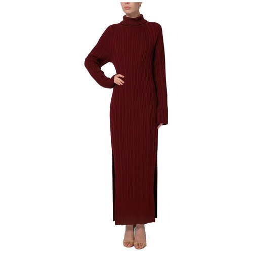 Платье в рубчик макси из кэшвула, алый красный цвет, в размере S на рост от 170 см