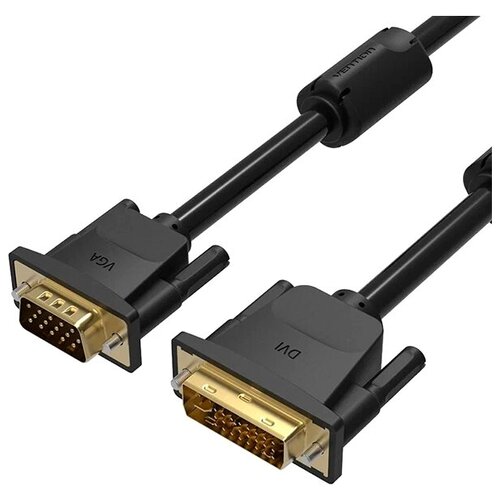 Кабель интерфейсный Vention EACBI DVI-I Dual link 24+5M/VGA 15M с ферритовым фильтром - 3м. адаптер переходник vention dvi i 24 5f vga 15m адаптер переходник vention dvi i 24 5f vga 15m dddb0