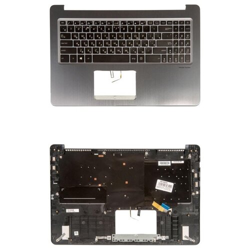 Keyboard Клавиатура для ноутбука Asus X580VD-1B с топкейсомподсветкойBL серая металл UI раскладкаRU лазерная гравировка 2505₽