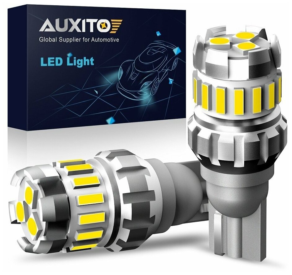 Светодиодная автомобильная LED лампа AUXITO T15 W16W цоколь W2.1x9.5d 2 шт Белый свет 6500К