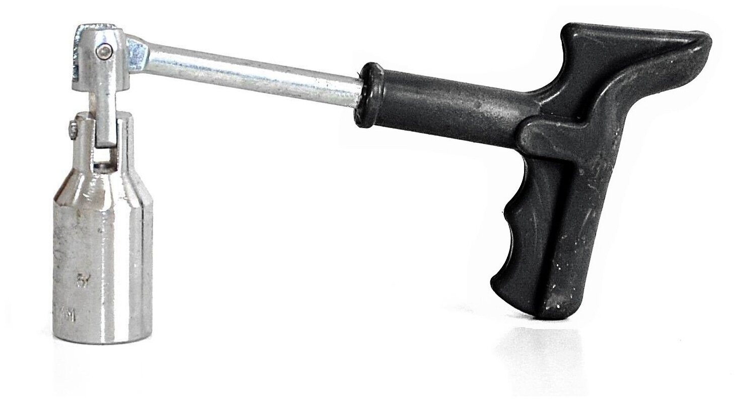 Ключ свечной с карданным шарниром, 16 мм, усиленная ручка