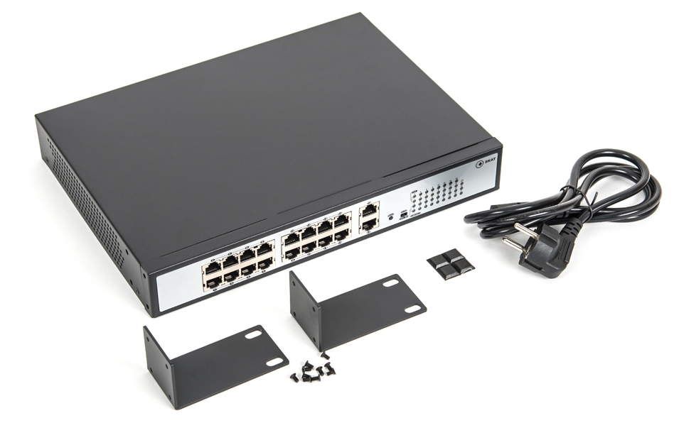 Коммутатор PoE Plus Skat PoE-16E-2G, мощность 250Вт, порты: 16-Ethernet, 2-Uplink Skat PoE-16E-2G Po .