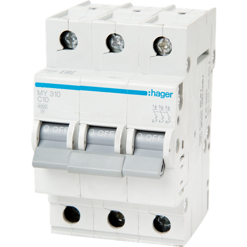 Автоматический выключатель Hager MY310 3P C10 А 4.5 кА