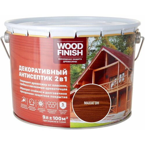 Антисептик DEKART Wood Finish полуматовый махагон 9 л 4490₽