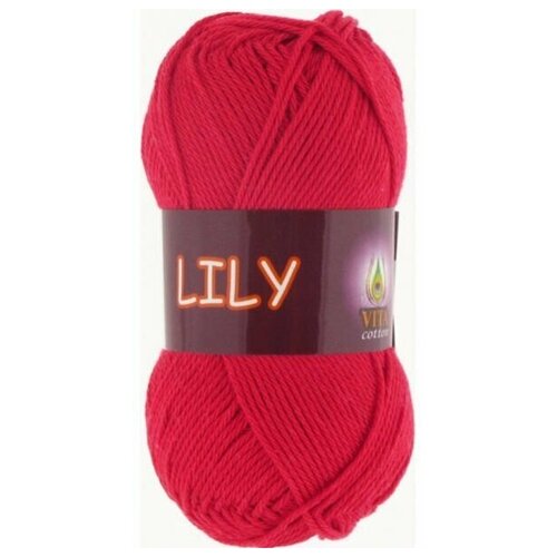 Пряжа VITA Lily (Лили) 1613 красный 100% мерсеризованный хлопок 50г 125м 1 шт