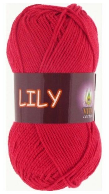 Пряжа VITA Lily (Лили) 1613 красный 100% мерсеризованный хлопок 50г 125м 2 шт