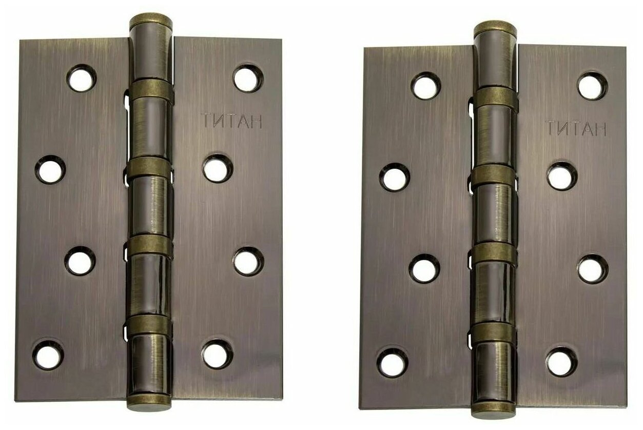 Петли дверные (2 шт) Титан 100х70х2.5 мм врезные универсальные AB Античная бронза