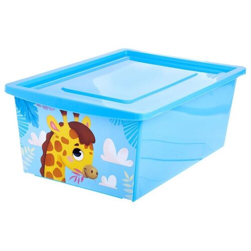 фото Ящик для игрушек, с крышкой, объём 30 л, цвет голубой zabiaka