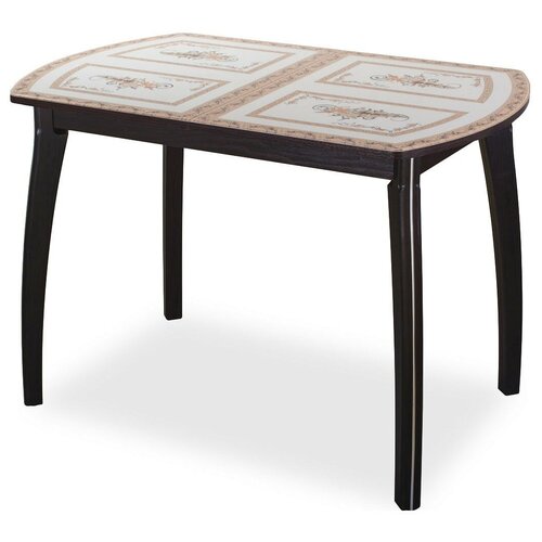 фото Стол кухонный домотека танго по-1 07, раскладной, дхш: 120 х 80 см, длина в разложенном виде: 157 см, вн ст-72 венге/белый с растительным орнаментом 07 вп вн венге