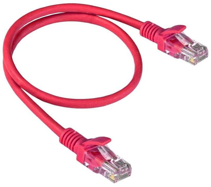 Патч-корд ExeGate UTP-RJ45-RJ45-5e-0,5M-LSZH-RD, cat.5e, 0.5м